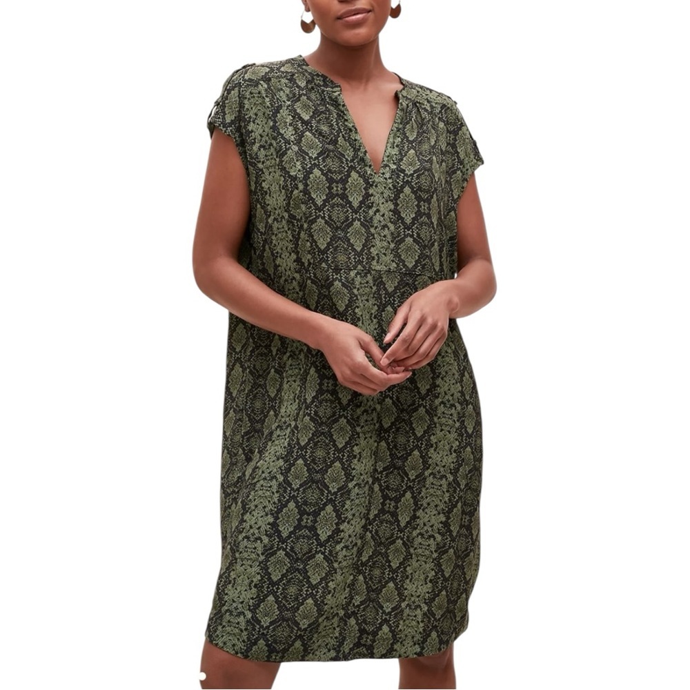 Anthropologie Olive Green Snake Print Dress